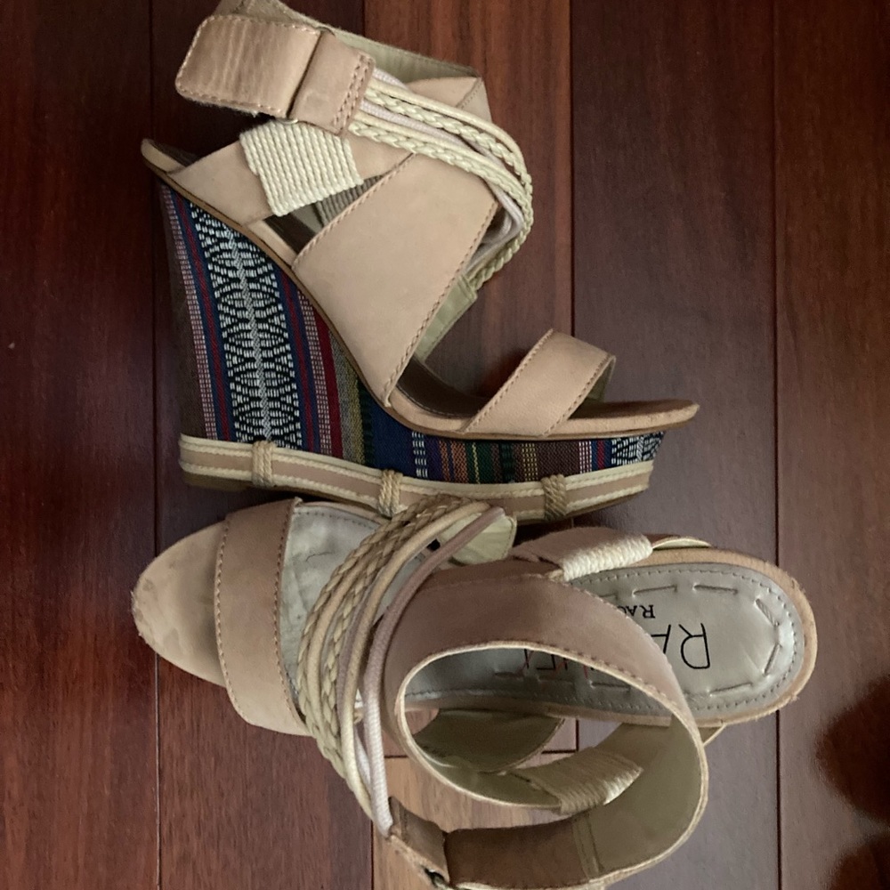 Rachel Roy leather/fabric funky platform size 6